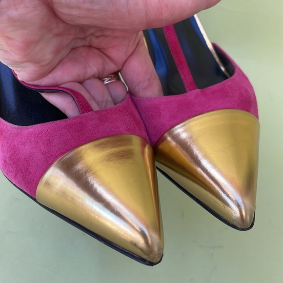 Vintage multicolored Gucci suede leather heels in original box - Picture 10 of 16